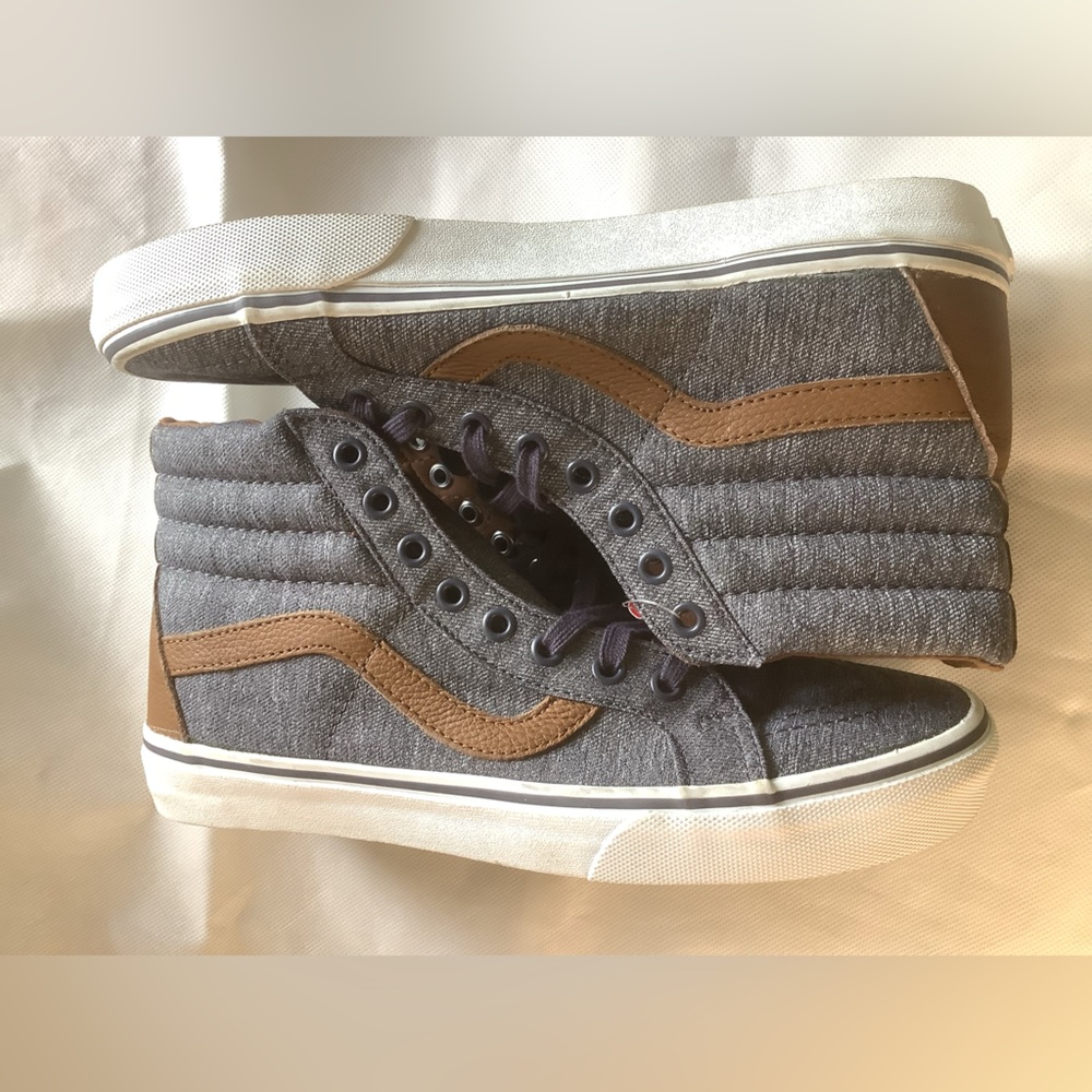 Vans SK8 High-Top Sneakers - Unisex Men 8 Wms 9.5 Gray denim